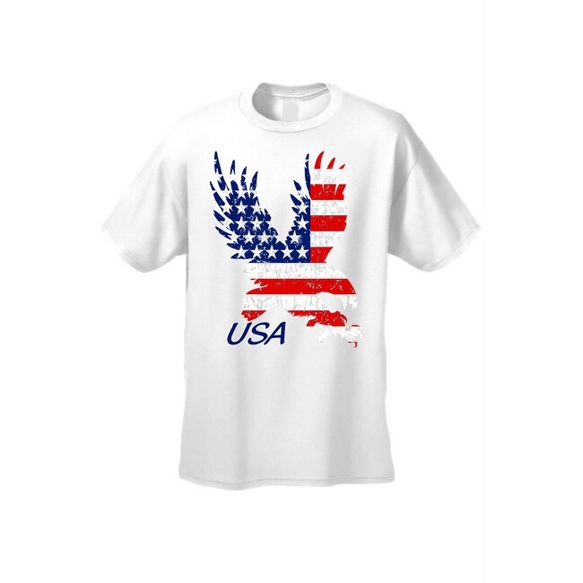 Men's T-Shirt USA Flag American Bald Eagle Stars & Stripes Old Glory Pride Patriotic